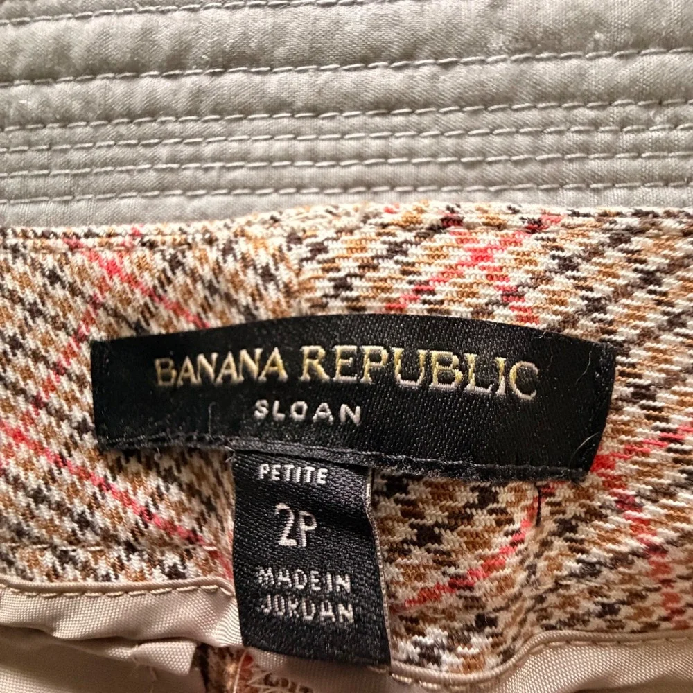 Banana RepublicvWomens Sloan Plaid Pants Pink Brown Check Slim Ankle Trousers 2P